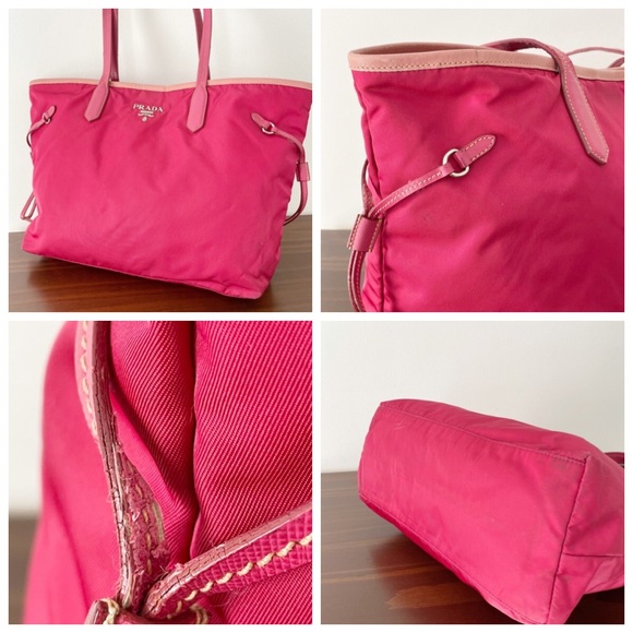 Prada pink Tessuto nylon and leather shoulder tote bag - Picture 3 of 14